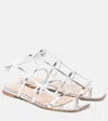 Gianvito Rossi Metallic Square Toe Flat Sandals In Silver
