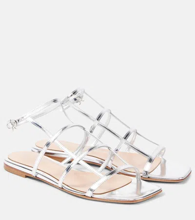 GIANVITO ROSSI METALLIC LEATHER SANDALS