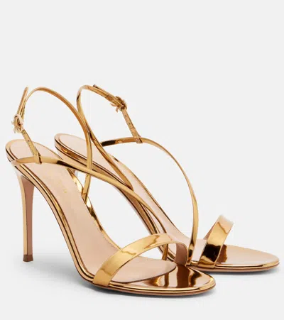 Gianvito Rossi 95mm Manhattan Metallic Leather Sandals In Animal Print