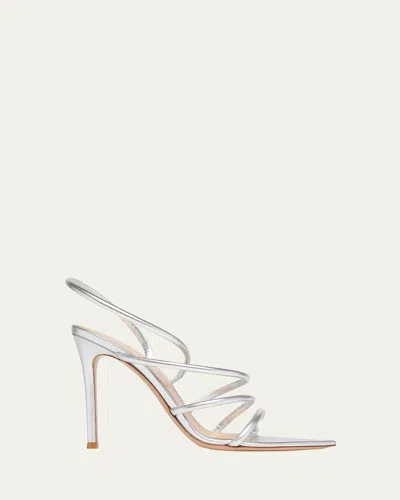 GIANVITO ROSSI METALLIC LEATHER STRAPPY SANDALS