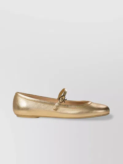 GIANVITO ROSSI METALLIC MARY JANE BALLERINA SHOES