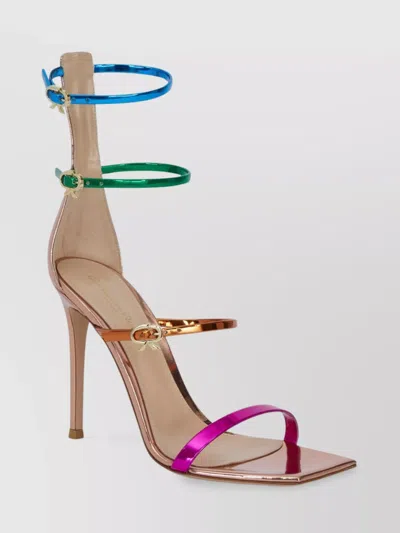 Gianvito Rossi Metallic Multi-strap Stiletto Sandals In Pink