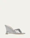 Gianvito Rossi Metallic Napa Leather Wedge Sandals In Argento