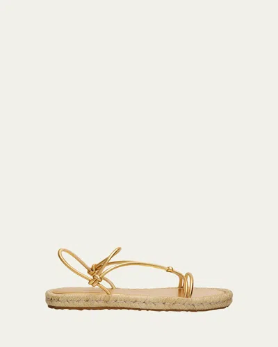 Gianvito Rossi Metallic Nappa Leather Espadrille Sandals In Neutral