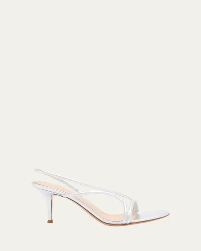 Gianvito Rossi Metallic Nappa Strappy Slingback Sandals In Argento