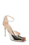 Gianvito Rossi Metallic Peep Toe Pump In Silver