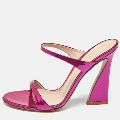 Pre-owned Gianvito Rossi Metallic Pink Leather Aura Sandals Size 36