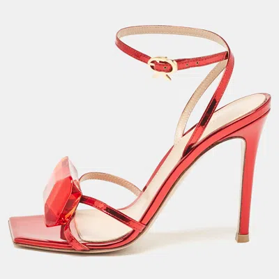 Pre-owned Gianvito Rossi Metallic Red Leather Jaipur Sandals Size 35.5
