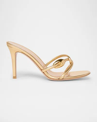 Gianvito Rossi Metallic Serpent Twist Ankle-strap Sandals In Mekong