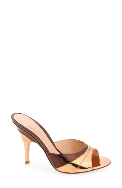 Gianvito Rossi Metallic Finish Stiletto Heel Open Back Mules In Brown