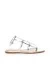 Gianvito Rossi Metallic Square Toe Flat Sandals