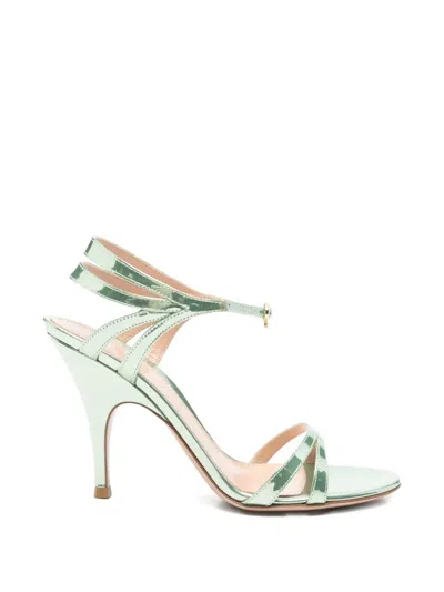 Gianvito Rossi Metallic Strap Heeled Sandals In Green