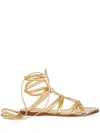Gianvito Rossi Flat Sole Open Toe Strappy Sandals In Gold