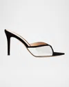Gianvito Rossi 85mm Shiny Leather And Suede Pointed-toe Mules Sandals In Black