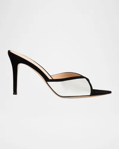 GIANVITO ROSSI METALLIC SUEDE MULE SANDALS