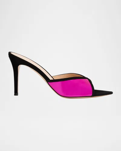 Gianvito Rossi Metallic Suede Mule Sandals In Pink