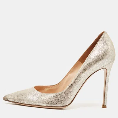 Pre-owned Gianvito Rossi Metallic Suede Pointed Toe Pumps Size 40