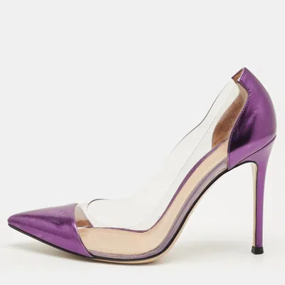 Gianvito Rossi Metallic /transparent Patent Leather And Pvc Plexi Pumps In Purple