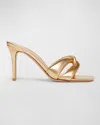 Gianvito Rossi Love Knot Metallic Square Toe Mules In Mekong