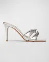 Gianvito Rossi Metallic Twist Stiletto Mule Sandals In Silver