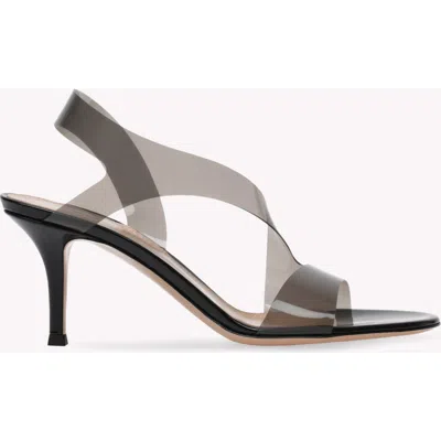 Gianvito Rossi Pvc Metropolis Sandals Transparent Straps In Black