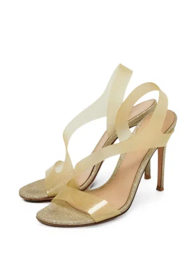 Pre-owned Gianvito Rossi Metropolis Glitter Slingback Sandals In Gold