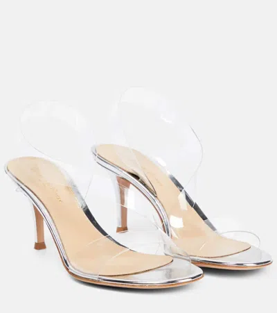 Gianvito Rossi Metropolis Plexi Strap Sandals In Trasp+silver