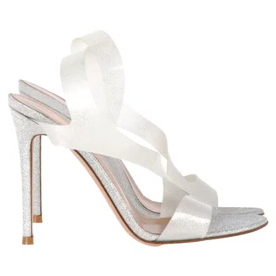 Gianvito Rossi Metropolis Sandal Heels In Silver Polyurethane