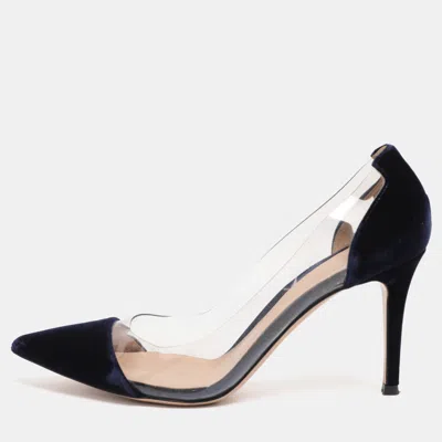 Pre-owned Gianvito Rossi Midnight Blue Pvc And Velvet Plexi Pumps Size 39