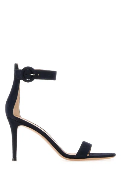 Gianvito Rossi Portofino 85 Suede Sandals In Black