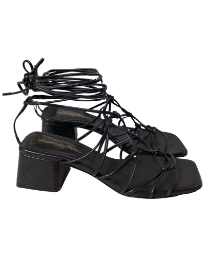 Pre-owned Gianvito Rossi Women's Leather Minas 45 Knotted Sandal Heel (authentic Pre-loved) In Black