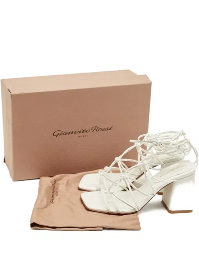 Pre-owned Gianvito Rossi Minas Strap Leather Sandals In White