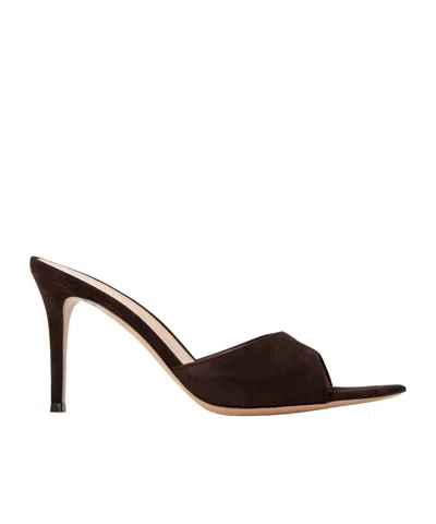 Gianvito Rossi Minimalist Heeled Slide Sandals In Black