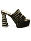 Gianvito Rossi Mink Zebra Print Velvet Mules In Brown