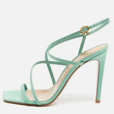 Pre-owned Gianvito Rossi Mint Green Leather Manilla Sandals Size 38.5