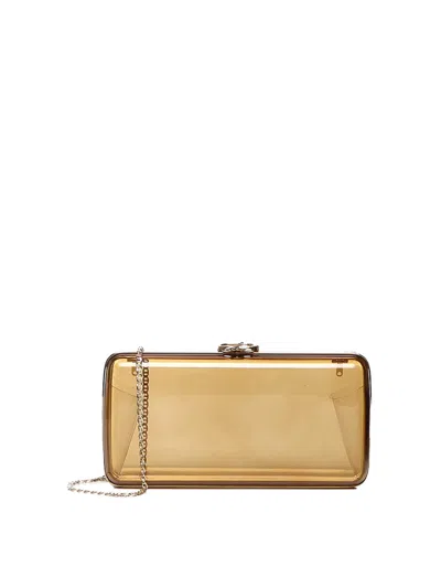 Gianvito Rossi Mirror Effect Clutch In Beige