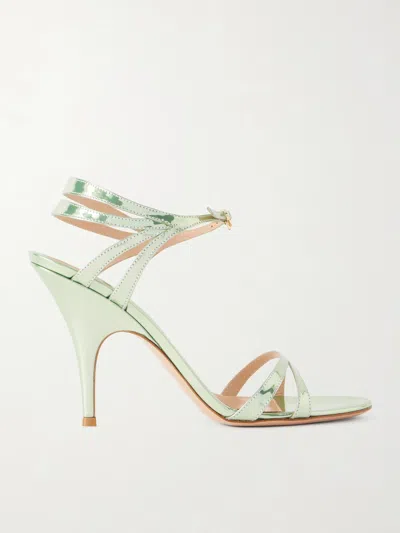Gianvito Rossi Mirrored Leather Sandals In White