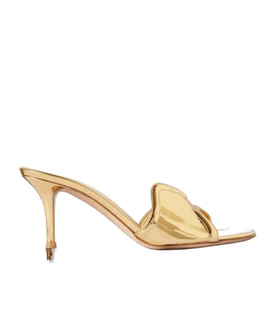 Gianvito Rossi Mirrored-leather Mules In Gold