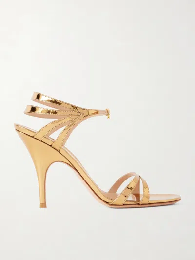 Gianvito Rossi 95 Mirrored-leather Sandals In Gold