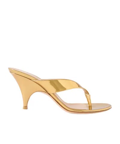 Gianvito Rossi Mirrored-leather Sandals In Gold