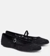 Gianvito Rossi Claudia Suede-trimmed Lace Mary Jane Flats In Black