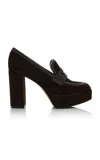 Gianvito Rossi Deauville 70 Leather-trimmed Corduroy Platform Pumps In Black