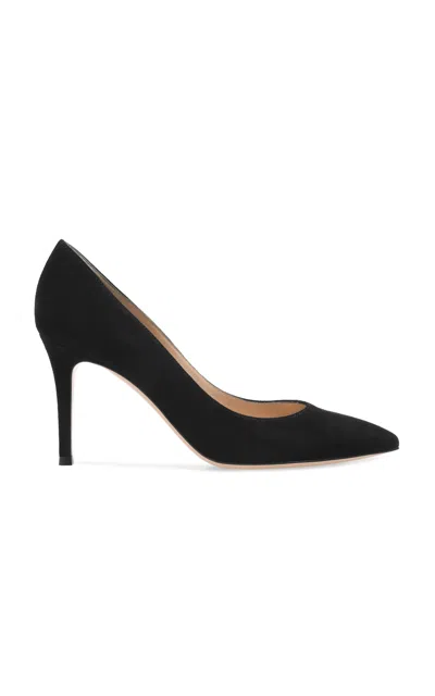 Gianvito Rossi Pointed Toe Heeled Shoes In Silk In Black