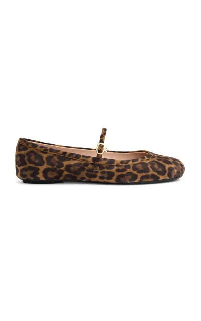 Gianvito Rossi Brown Carla Flats In Animal Print