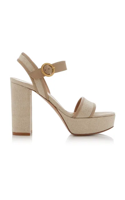 Gianvito Rossi 70 Leather-trimmed Platform Sandals In Nude