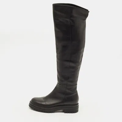Pre-owned Gianvito Rossi Moka Size 37.5 Black Leather Knee Length Boots