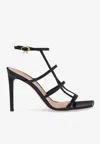 Gianvito Rossi Mondry 95 Caged Leather Sandals In Black