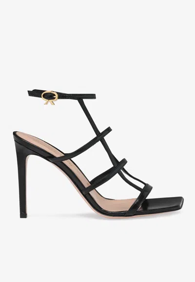 GIANVITO ROSSI MONDRY 95 CAGED LEATHER SANDALS