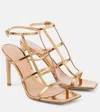 Gianvito Rossi Gold-tone Caged 95mm Patent Leather Sandals In Gold