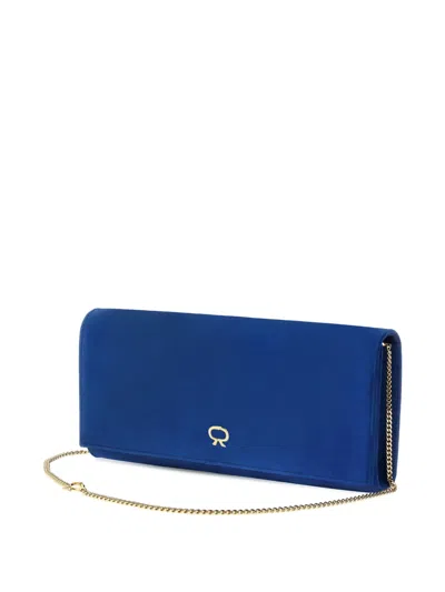 Gianvito Rossi Monica Suede Clutch Bag In Blue